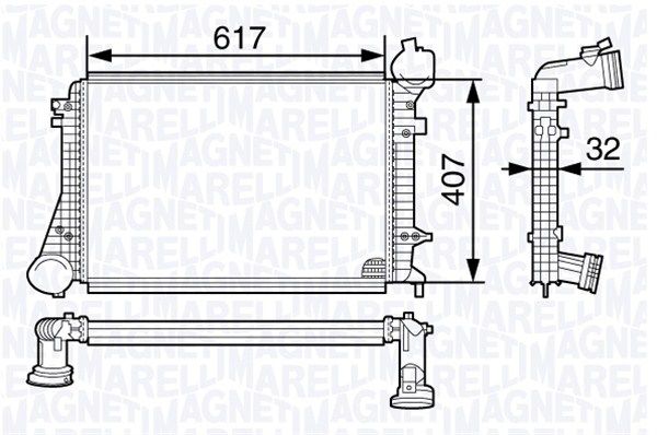 MAGNETI MARELLI tarpinis suslėgto oro aušintuvas, kompresorius 351319202000